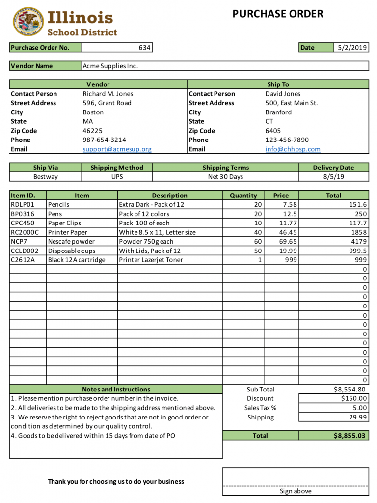 Sample Purchase Requisition Form Excel Templates