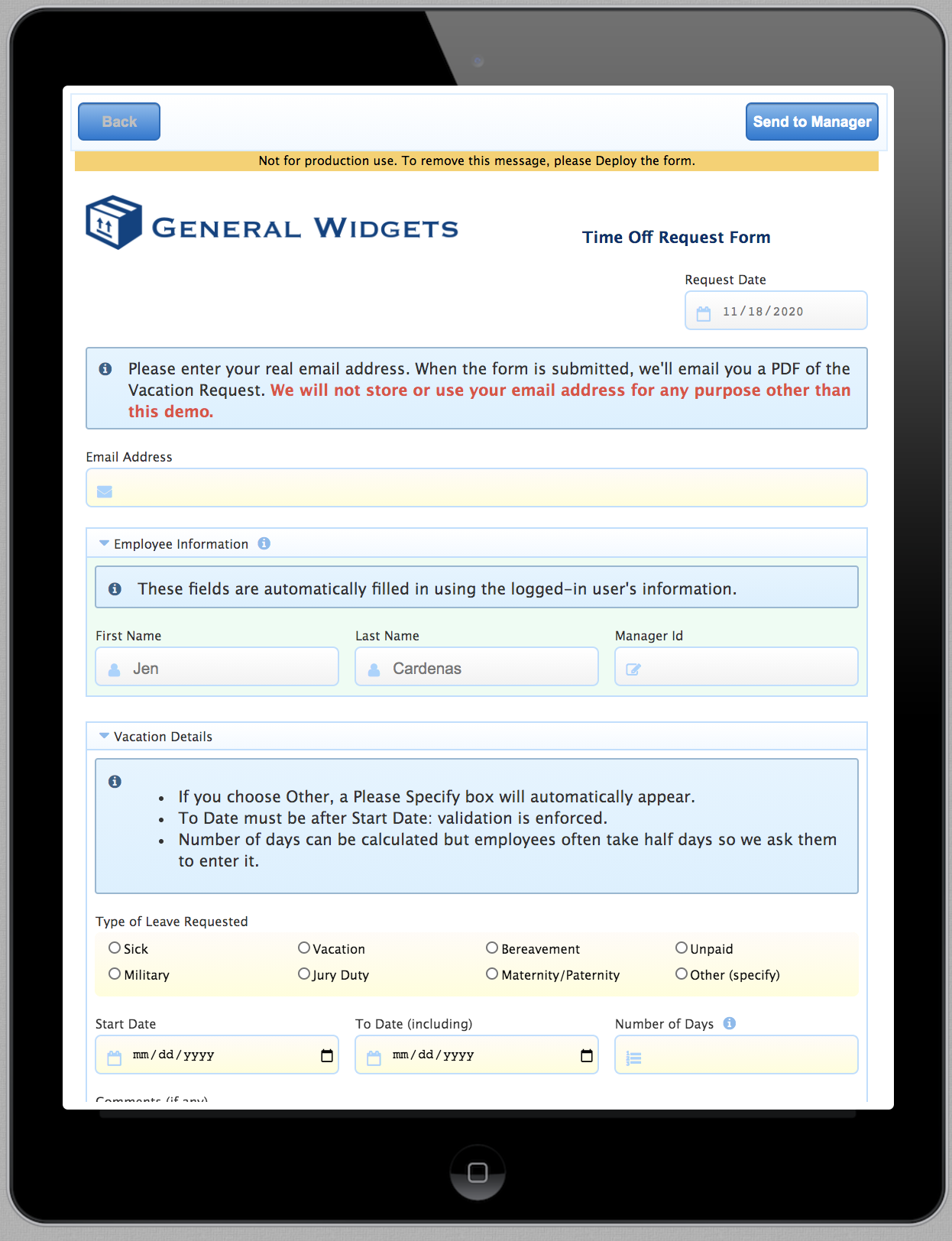Testing an electronic signature workflow on mobile devices